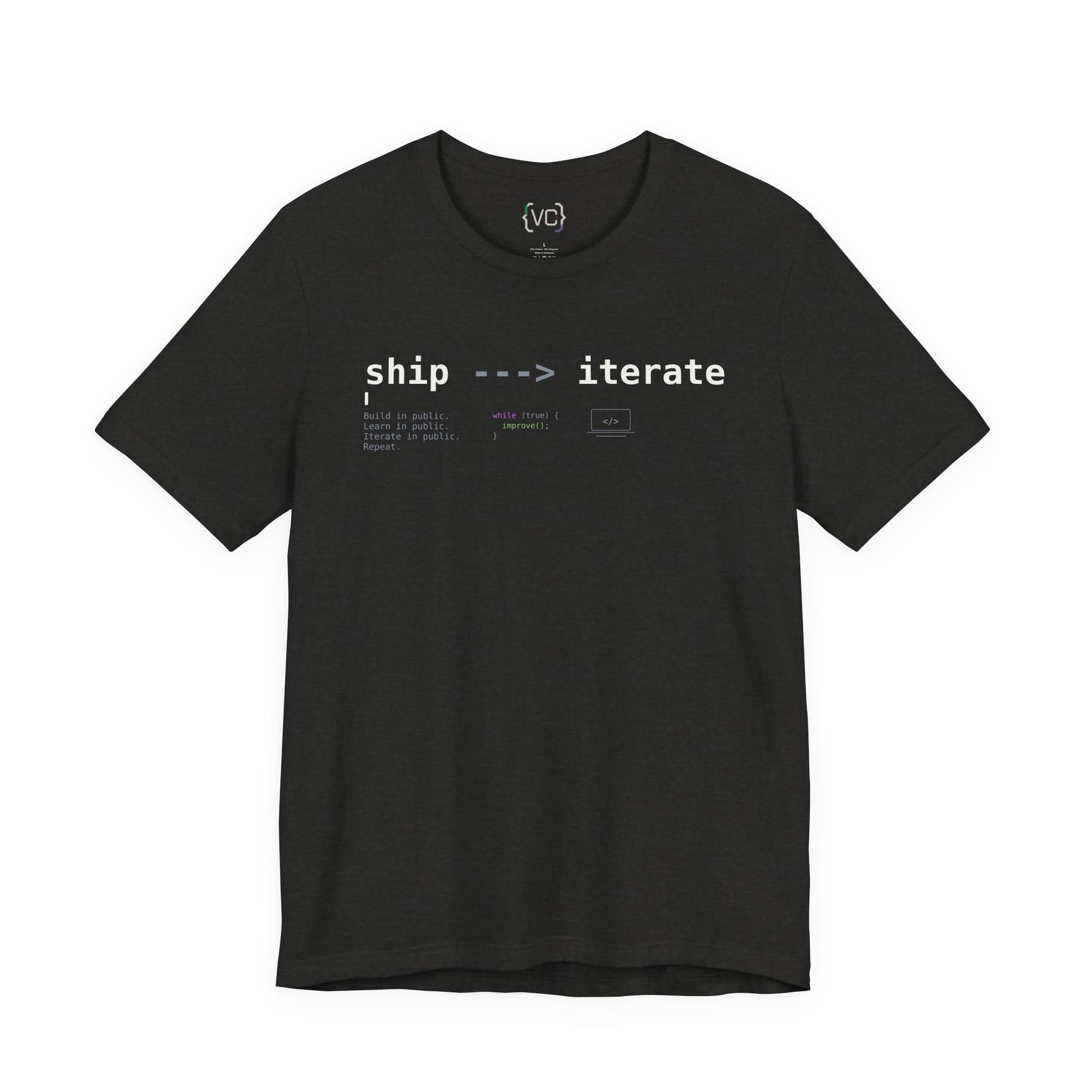 Ship → Iterate T‑Shirt — Minimalist Dev/Product Design Tee