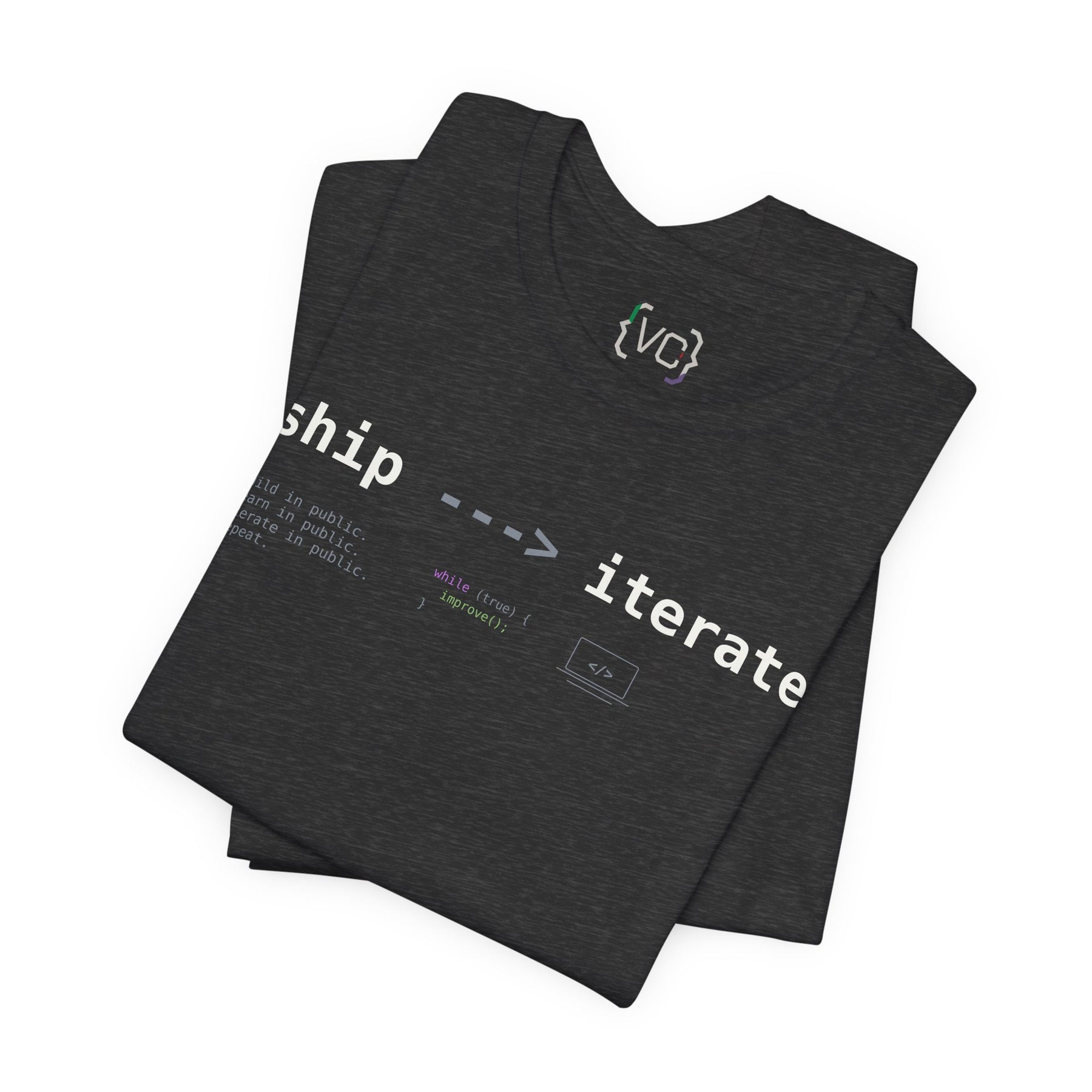 Ship → Iterate T‑Shirt — Minimalist Dev/Product Design Tee