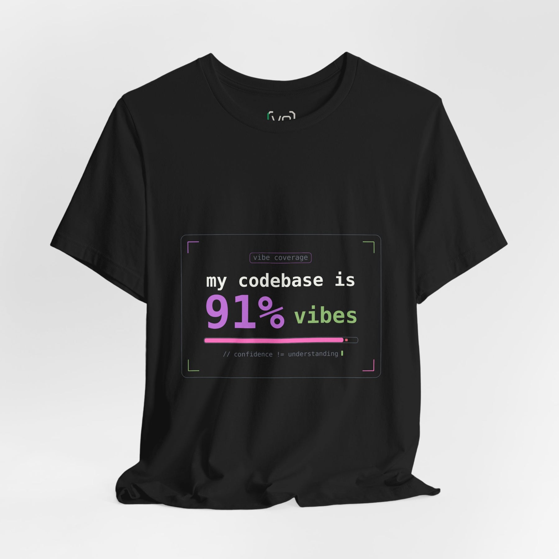 Coder Vibes Tee — "my codebase is 91% vibes" Graphic T‑Shirt