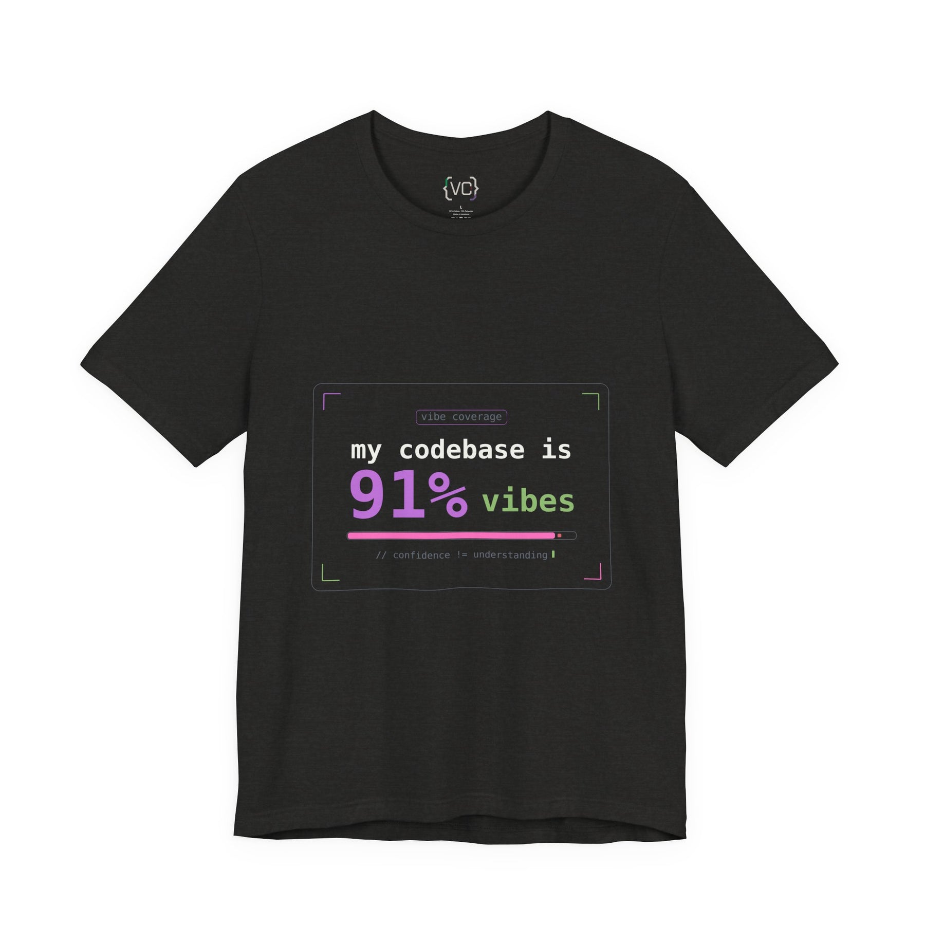 Coder Vibes Tee — "my codebase is 91% vibes" Graphic T‑Shirt