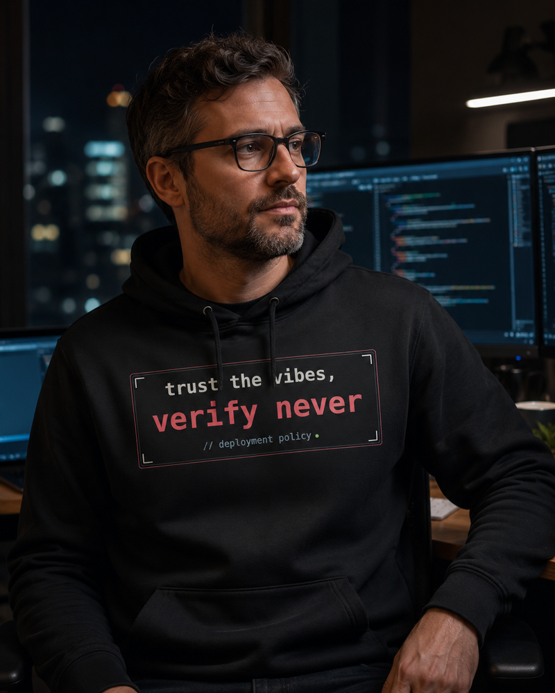 Trust the Vibes Hoodie — "trust the vibes, verify never" Graphic Hoodie