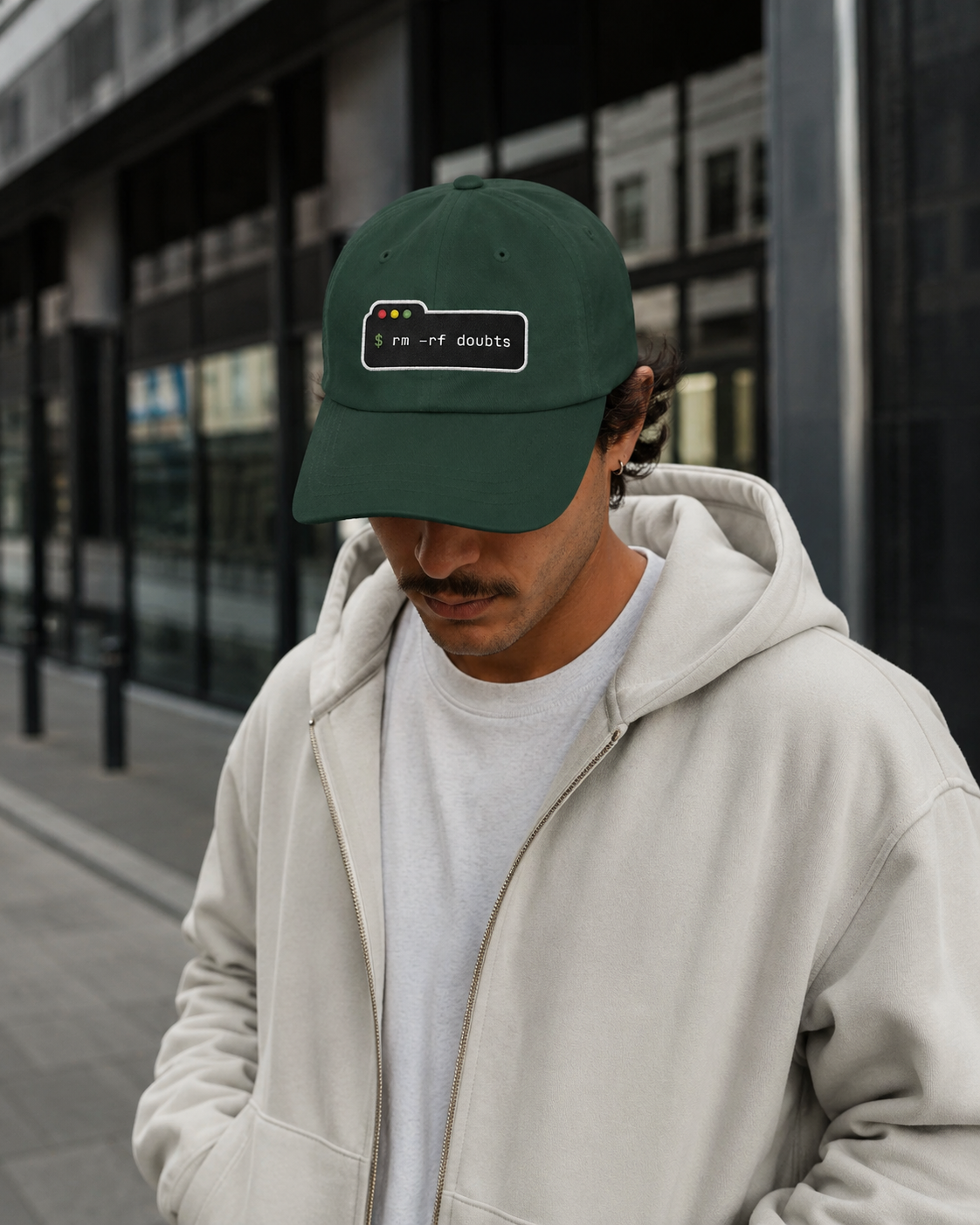 Dad Cap — “rm -rf doubts” Terminal Code Embroidery Hat