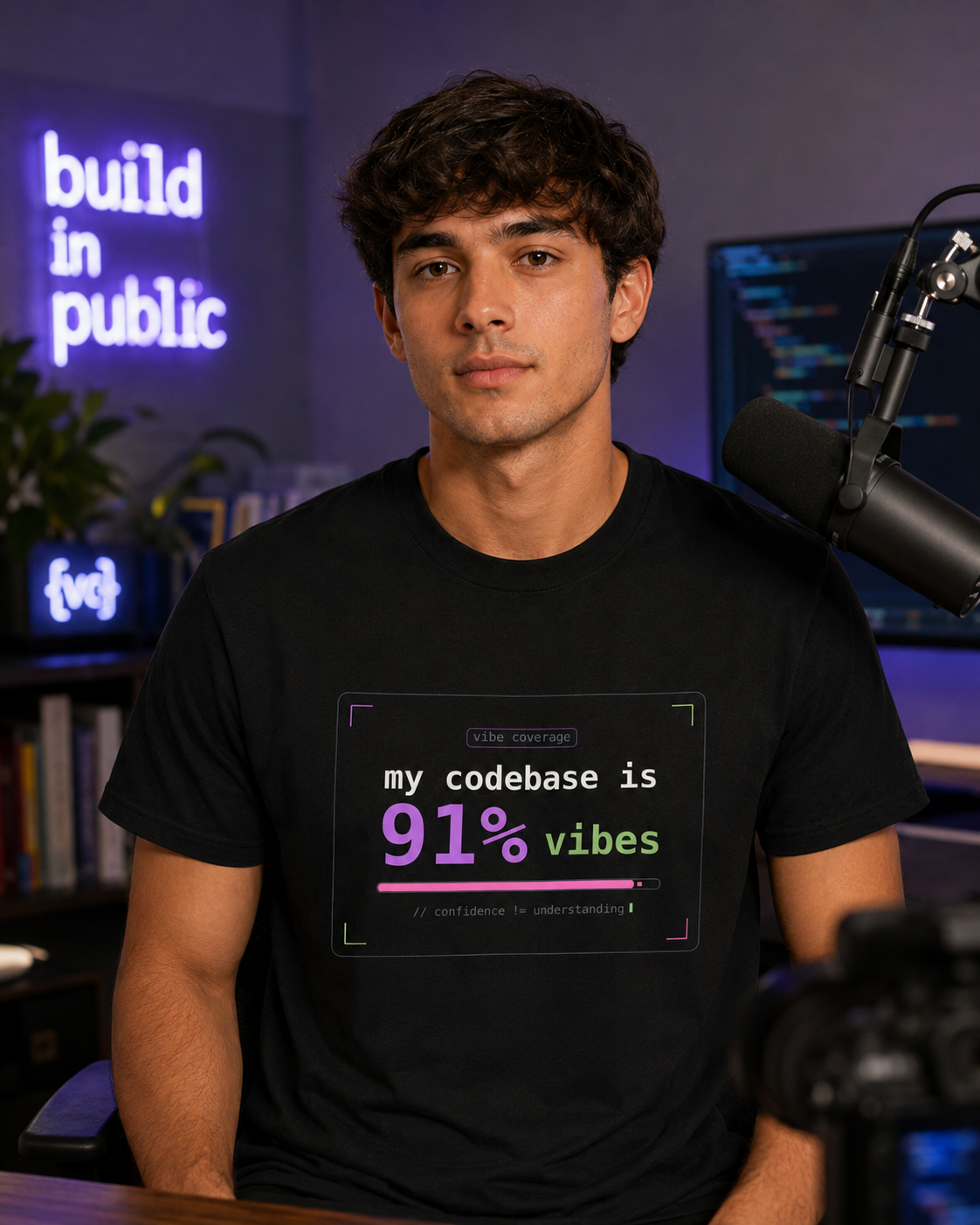 Coder Vibes Tee — "my codebase is 91% vibes" Graphic T‑Shirt