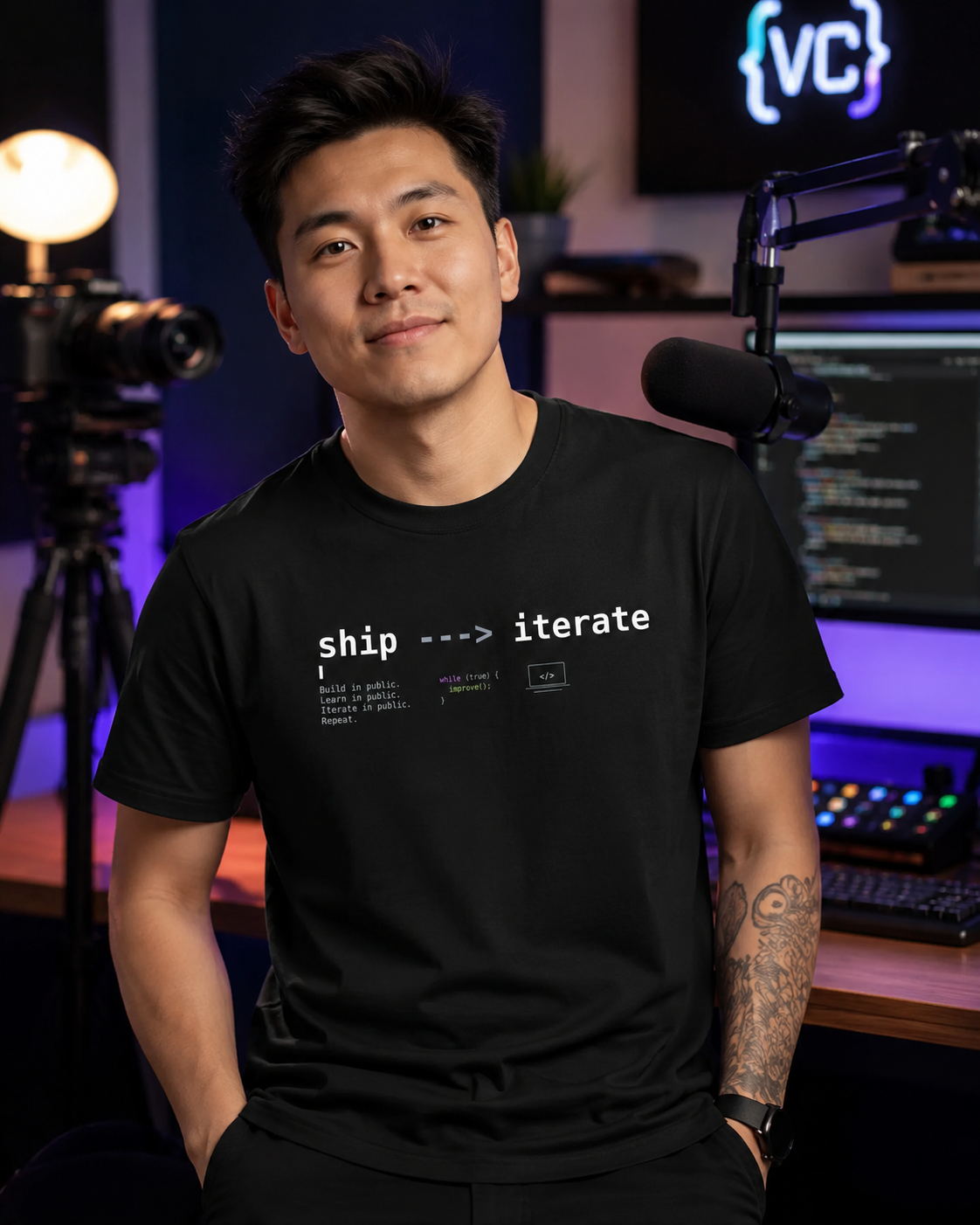 Ship → Iterate T‑Shirt — Minimalist Dev/Product Design Tee