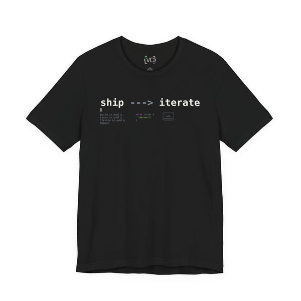 Ship → Iterate T‑Shirt — Minimalist Dev/Product Design Tee