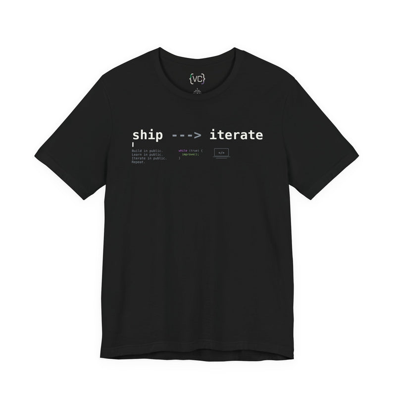 Ship → Iterate T‑Shirt — Minimalist Dev/Product Design Tee