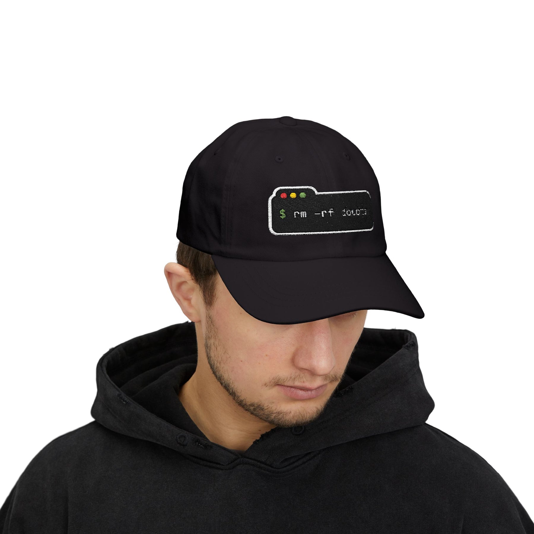 Dad Cap — “rm -rf doubts” Terminal Code Embroidery Hat