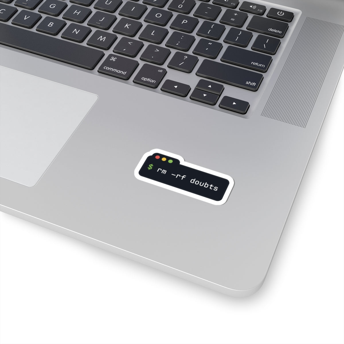 rm -rf doubts Sticker — Funny Programmer Terminal Laptop Decal