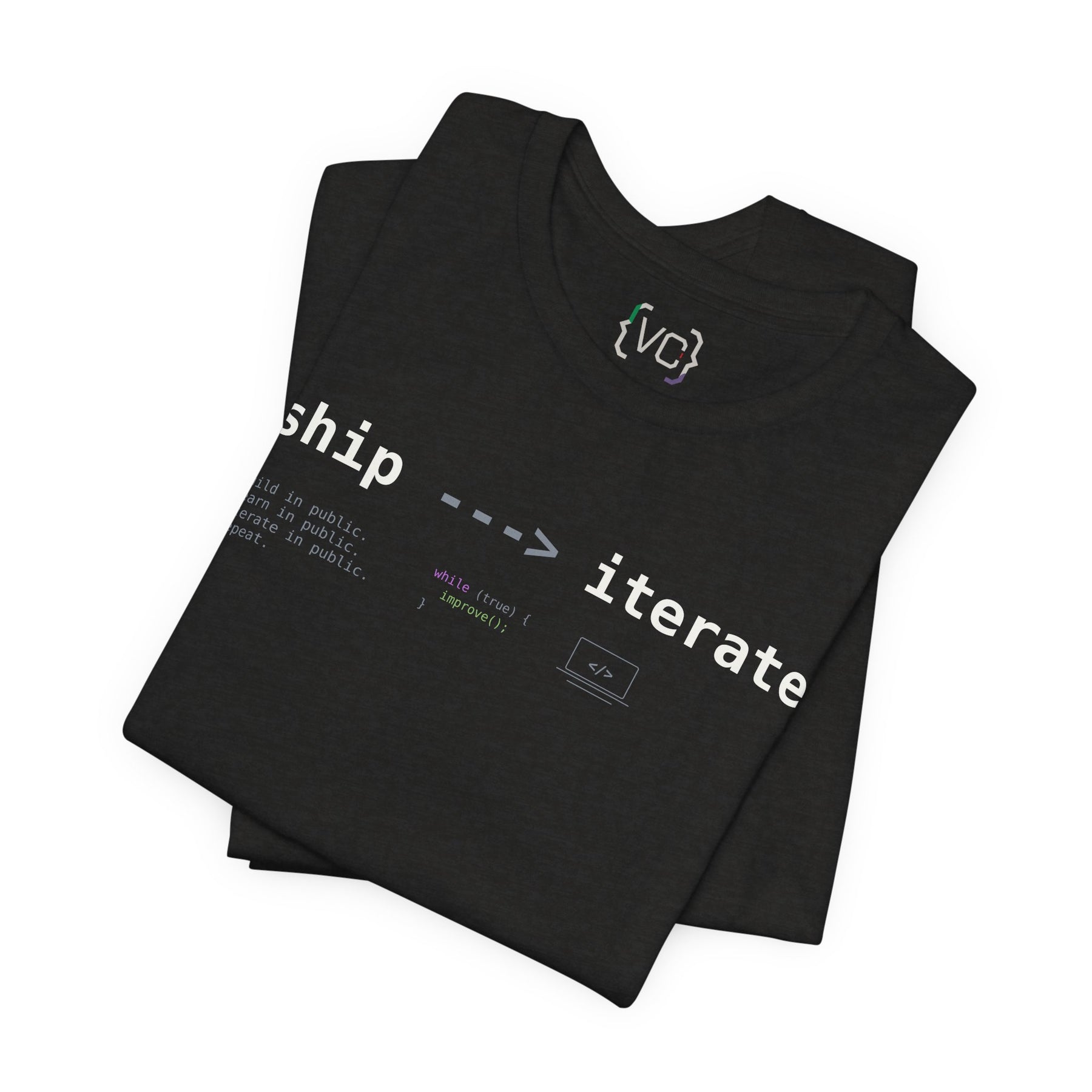 Ship → Iterate T‑Shirt — Minimalist Dev/Product Design Tee
