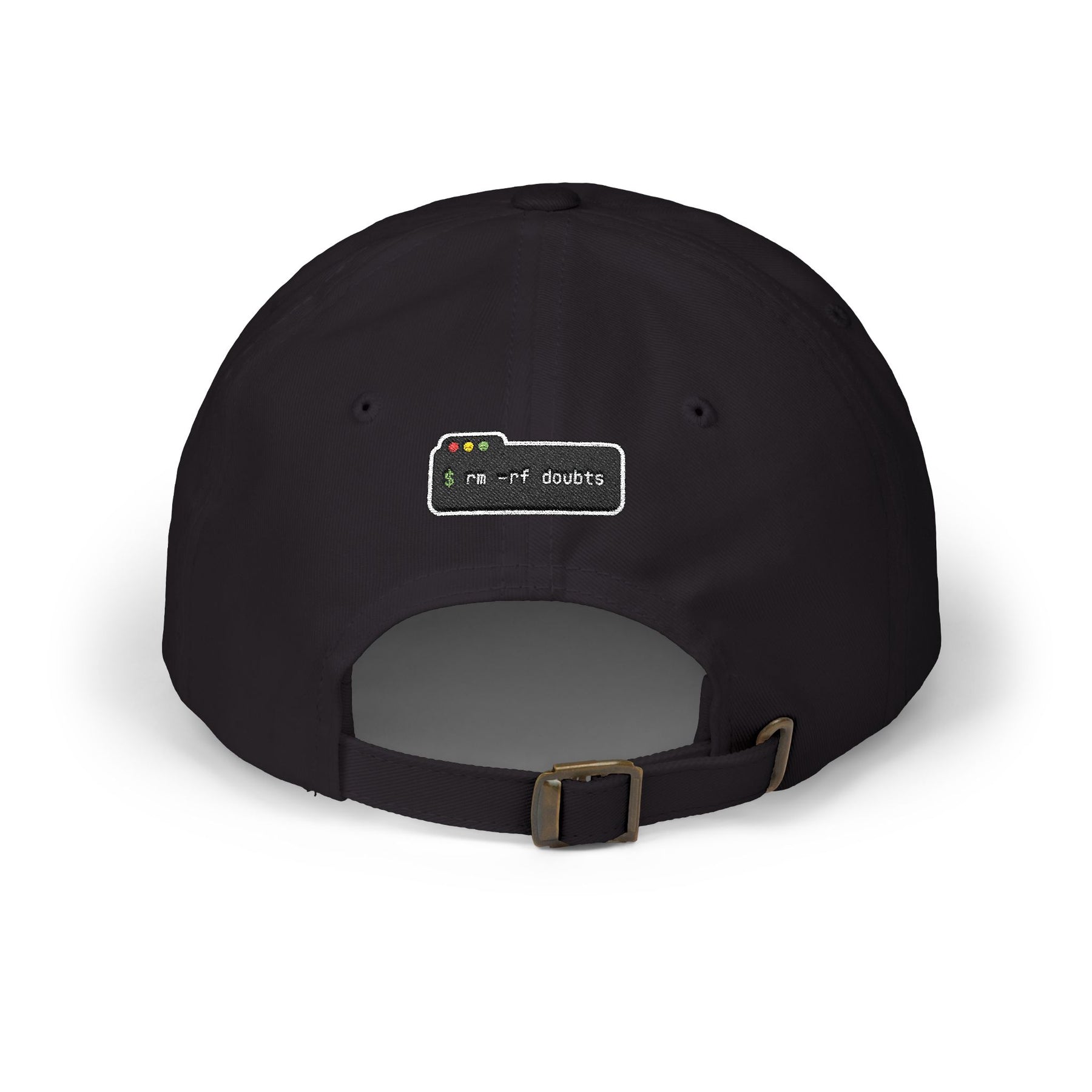 Dad Cap — “rm -rf doubts” Terminal Code Embroidery Hat